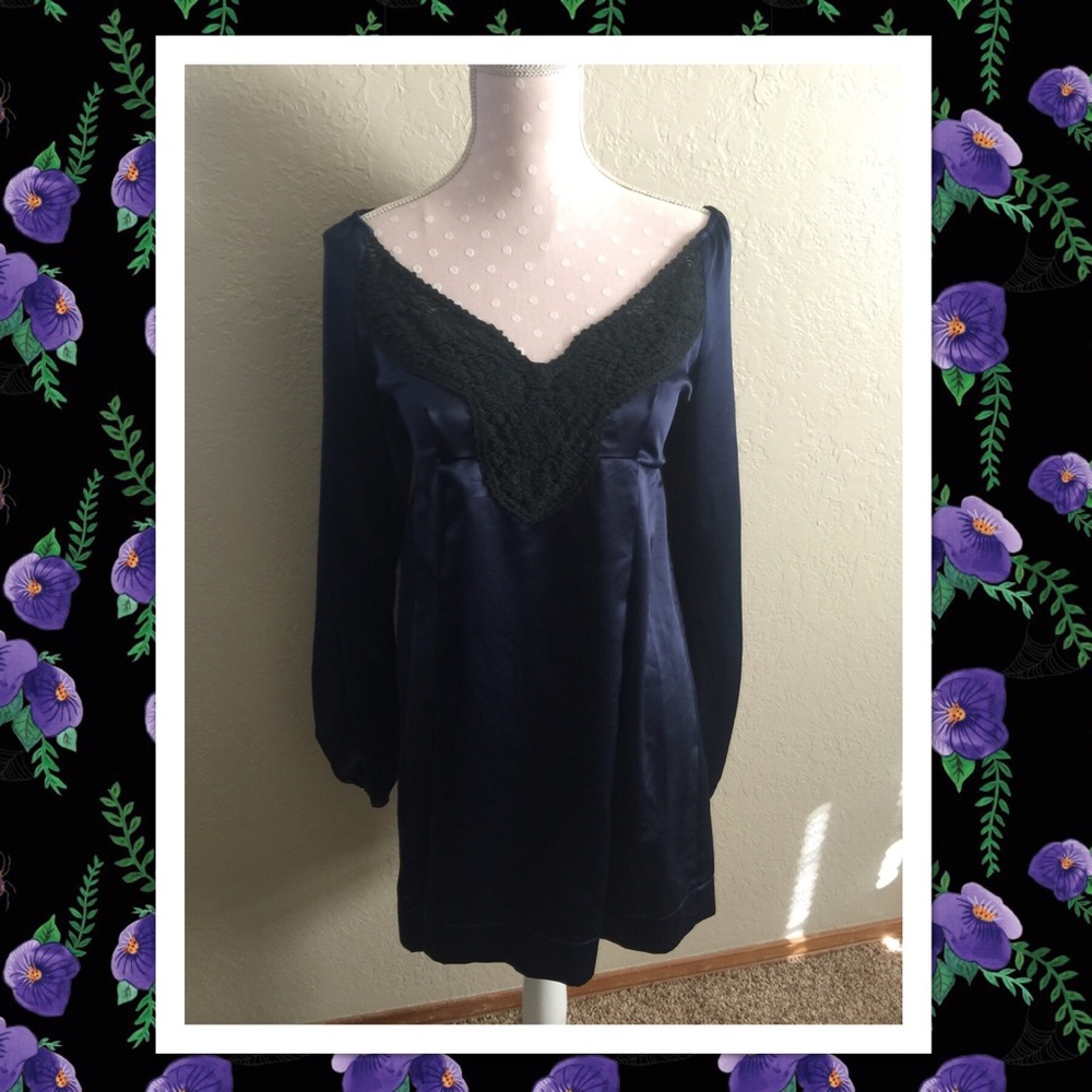 Midnight blue and black lace dress